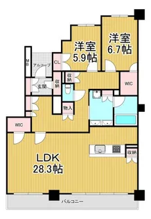 プラウド阪急塚口駅前【16階】の間取り