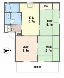 ディアス鵤A【1階】の間取り