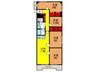 ライオンズマンション第三江坂【4階】の間取り