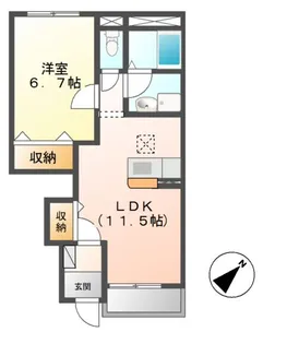 ヴィーヴテソロ【1階】の間取り