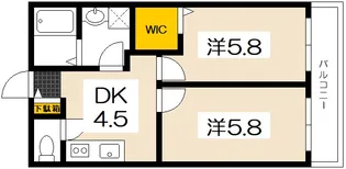 メゾンドルポ吉見園【2階】の間取り