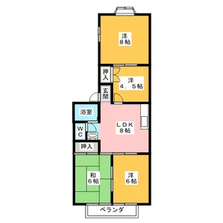 エースハイツ A棟【2階】の間取り