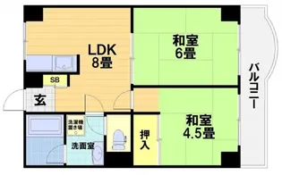 吉祥院ガーデンハイツ【2階】の間取り