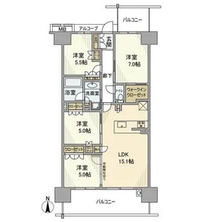 勝川サザンクラスβ【3階】の間取り