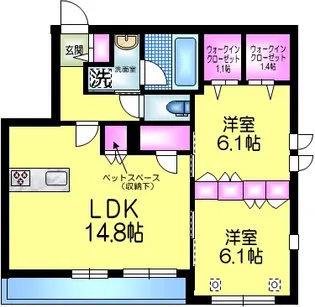 MGrise エムジーライズ【1階】の間取り