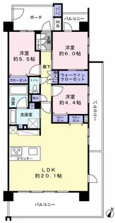 ウィザースレジデンス袖ヶ浦II【6階】の間取り