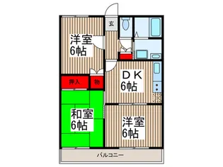 指扇わかば台ハイツD棟.【2階】の間取り