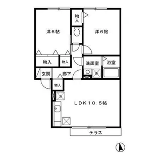 グランディール・ヴィ E棟【2階】の間取り