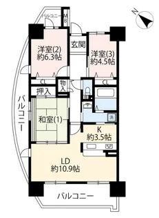 URアートアベニュー立川【1階】の間取り