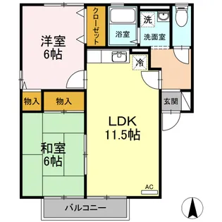 愛媛県松山市西石井6【アパート】の間取り