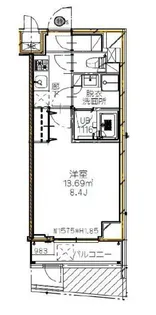 S-RESIDENCE新宿イースト【4階】の間取り