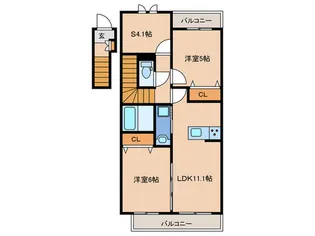 シャルマン青葉B棟【2階】の間取り