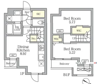 アジールコート三宿テラス【1階】の間取り