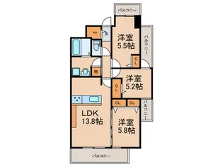 プラトウズ仲原【3階】の間取り