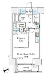 パークナードフィット南青山Garden【9階】の間取り