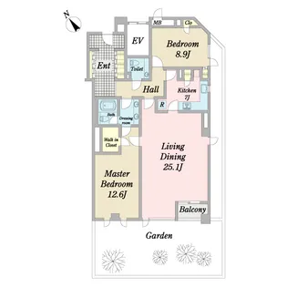 パークビュー有栖川【1階】の間取り