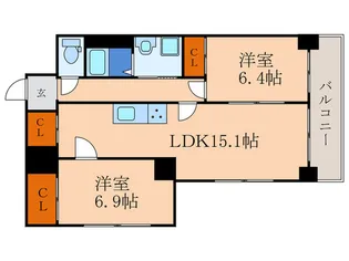 エステイト東久西京極【6階】の間取り