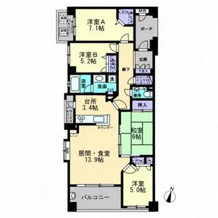 アーサー小笹ヒルズレジデンス【2階】の間取り