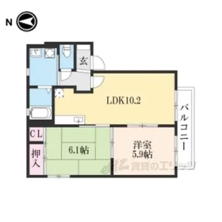 ディアコートB【2階】の間取り