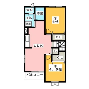 ヒルズ・アドバンスB【2階】の間取り