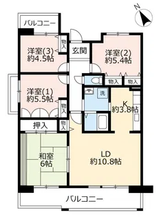 URアーベイン東三国【5階】の間取り