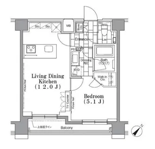 ONE ROOF FLAT TSUKISHIMA【8階】の間取り