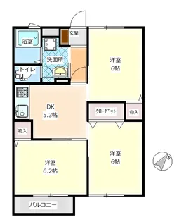 ドミールさつき【1階】の間取り