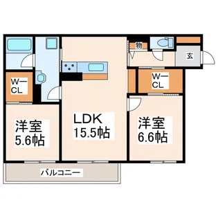 2LDKの間取り画像
