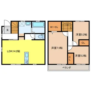 岐阜県大垣市墨俣町二ツ木【一戸建】の間取り