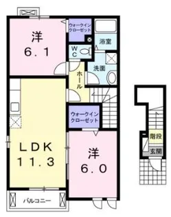ラルジュグリーンF【2階】の間取り