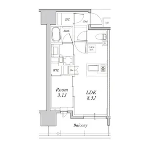 Brillia名駅二丁目【12階】の間取り