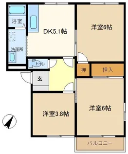 ハイネス・パレスB【2階】の間取り