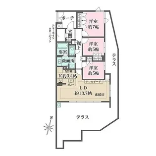 ザ パークハウス日吉【1階】の間取り