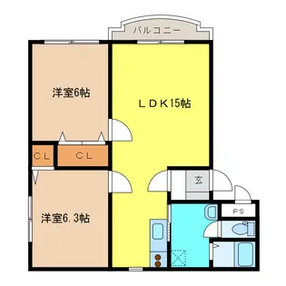 2LDKの間取り画像