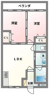 2LDKの間取り画像