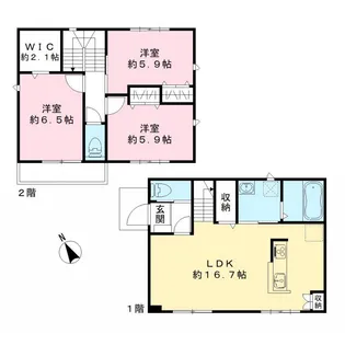 千葉県市川市須和田2【一戸建】の間取り