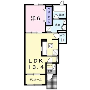 ミリュー ヴィラージュ【1階】の間取り