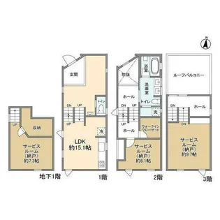 東京都世田谷区奥沢1【一戸建】の間取り