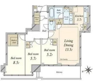 プラウドタワー芝浦【30階】の間取り