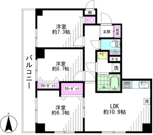 ウエストレジデンス【5階】の間取り