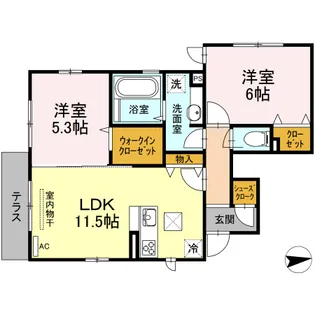 アンソレイエ【1階】の間取り