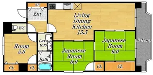 西梅田ダイヤモンドマンション【6階】の間取り