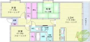 ラスティコート南仙台【6階】の間取り