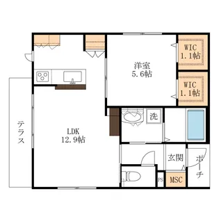 ラ・ココティエ【1階】の間取り