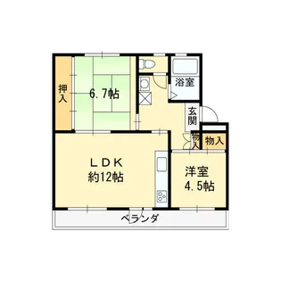 富田団地71号棟【4階】の間取り