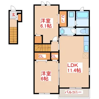カーサ春山 A【2階】の間取り