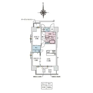 スプランディッドあびこ駅前DUE【2階】の間取り