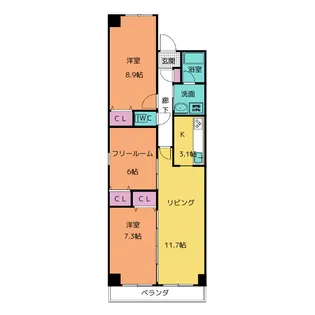 メゾンラフィネIII【5階】の間取り