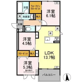 セレスティア旭町【1階】の間取り