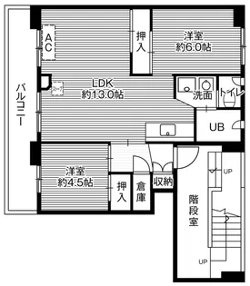 ビレッジハウス上野幌1号棟【4階】の間取り